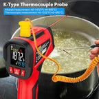 Infrared Thermometer Temperature Gun, TEMIRUP Digital Laser Temperature Gun with Probe for Cooking, Pizza Ovens, Griddles, Meat, HVAC, Non-Contact IR Temp Gun with Adjustable Emissivity, -40°F~1472℉