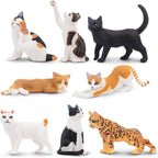 Toymany 8PCS Realistic Cat Figurines, Educational Cat Figures Toy Set, Kitten Halloween Cake Topper Christmas Birthday Gift for Kids Boys Girls Children