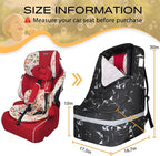 Car Seat Travel Bag for Airplane,Infant Seat Travel Bag with Shoulder Strap,Padded Car Seats Backpack with Reflective Stripes,Large Carseat Carrier Bag Travel Car Seat Cover, Black marble