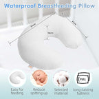LAT Waterproof Nursing Pillow for Breastfeeding,Waterproof Removable Cover,Ergonomic Breast Feeding Pillows Baby for Baby Boys and Girls,Machine Washable(White)