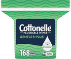 Cottonelle GentlePlus Flushable Wet Wipes with Aloe & Vitamin E, 1 Refill Pack, 168 Wipes Per Pack, Packaging May Vary