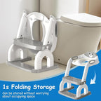 Potty Training Seat with Step Stool for Toddlers - Upgrade 2-in-1 Toilet Seat Toilet Ladder for Kids Children Boys Girls, Anti-Slip Pad & Adjustable Height with Waterproof - Grey
