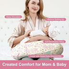 Nursing Pillow, Ergonomic Support Breastfeeding Pillow for Easier Breast Feeding and Bottle Feeding, Baby Feeding Pillow with Machine Washable Cotton Cover (Pony)