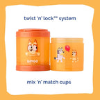 Whiskware Bluey Stackable Snack Containers for Kids and Toddlers, 3 Stackable Snack Cups for School and Travel, Bluey and Bingo, Hooray!