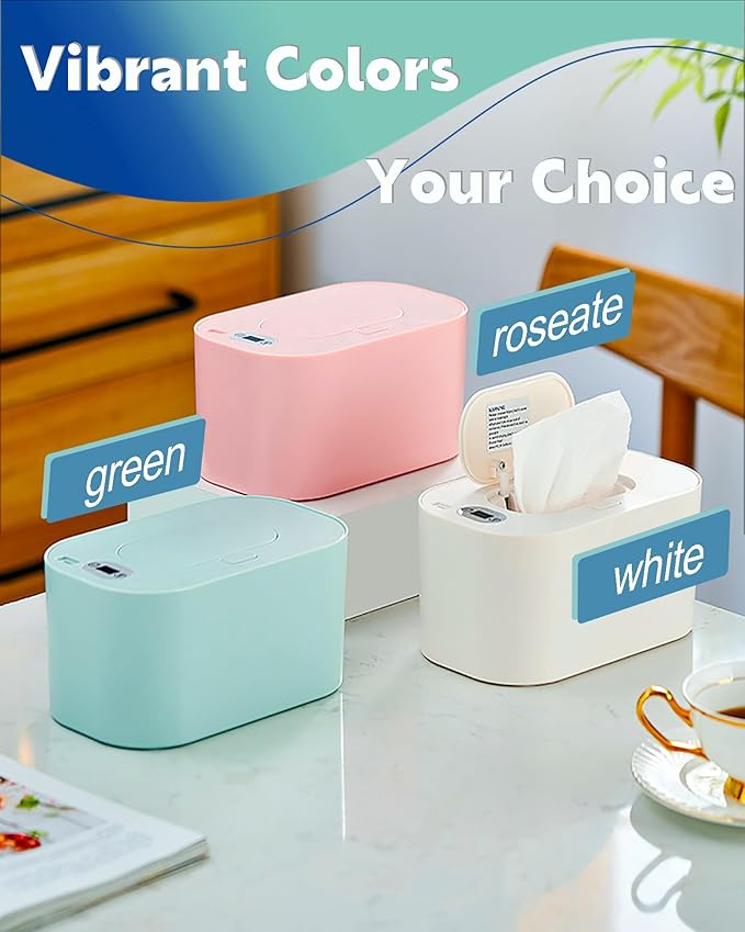 Baby Wipe Warmer, Portable USB Powered Baby Wet Wipes Dispenser Holder with Temperature Control, Paper Towel Heater for Home, Car, Travel (Green)