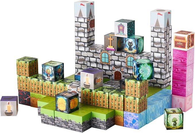 VEVOR Magnetic Blocks, 100 PCS Cemetery Zombies Set, Magnetic Building Cubes for Kids, STEM Montessori Sensory Toys for Christmas Birthday Gift, Construction Stacking Toy for 3+ Years Old Boys & Girls