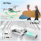 DRONEEYE F10 Foldable Drone with Camera for Adults, Brushless Motor, 1080P HD FPV Live Video, Altitude Hold，Headless Mode,3D Flips, Trajectory Flight, App Control,One Key Start, RC Quadcopter for kids with 2 Batteries