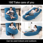 Pregnancy Pillow J-Shaped Full Body Pillow,59 inch with Jersey Cover Easy to Remove and Wash, Support Pregnant Women's Backs Legs and HIPS, Improve Sleep,Pregnancy Pillow for Women ，Dark Blue