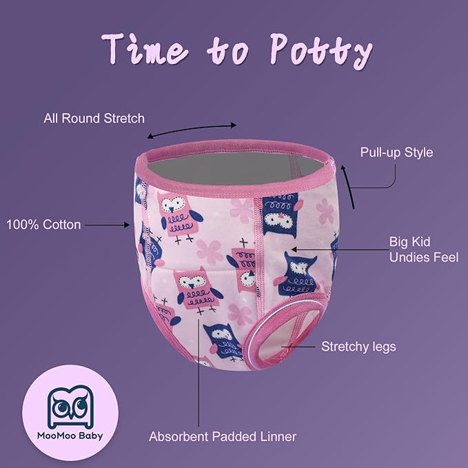 MooMoo Baby Potty Training Underwear Absorbent Toddler Training Pants for Boys and Girls 10 Packs Cotton Pee Pants 2T-9T