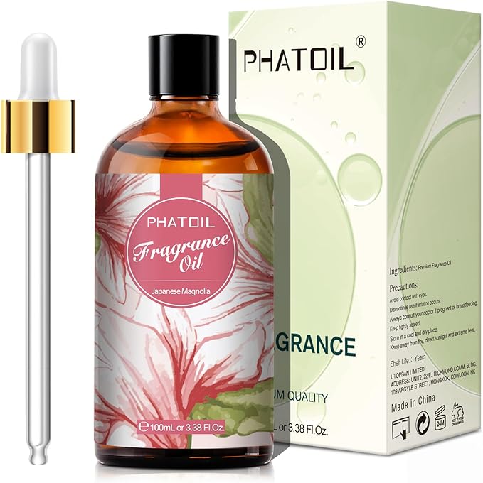 PHATOIL 3.38FL.OZ Japanese Magnolia Fragrance Oils for Aromatherapy, Essential Oils for Diffusers for Home, Perfect for Diffuser, DIY Candle and Soap Making, DIY Scented Products - 100ml