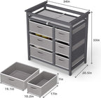 YUFU Changing Table, Nursery Dresser with 6 Storage Drawers, Safety Rails & Strap, Baby Diaper Changing Station, Gray