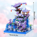 Peach Blossom Pond Building Blocks Set,Building Blocks Set Gifts for Adults and Kids, Micro Bricks Cherry Blossom Tree House Kit with LED Light and Display Box（2500+Pieces）