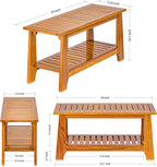 NNN 24" Commercial Teak Shower Bench - 8 Non-Slip Leveling Feet & 350 lbs Capacity | Rock-Solid Stability for Seniors & Spa Safety | Waterproof Design for Saunas/Outdoor Pools (Patented)