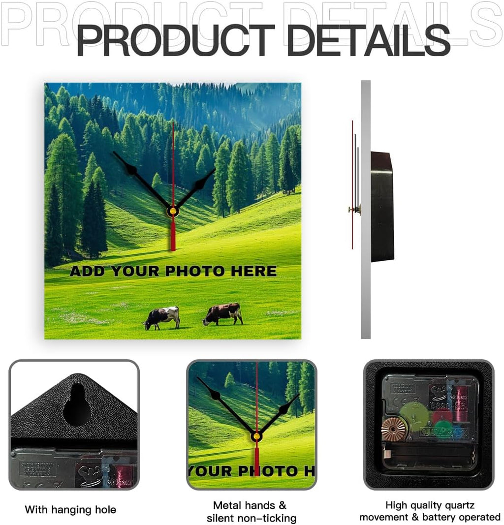 Generic Custom Wall Clock Personalized Wall Photo That PVC Customized Round Silent Clock for Living Room Creative, 10inch-25cm