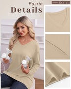 3 Pack Women's Oversize Nursing Shirts for Breastfeeding with Hidden Zippers Loose Fit Long Sleeve Maternity Tops