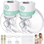 TSRETE Double Wearable Breast Pump, Electric Hands-Free Breast Pumps with 2 Modes, 9 Levels, LCD Display, Memory Function Rechargeable with Massage and Pumping Mode 24mm Flange-Green