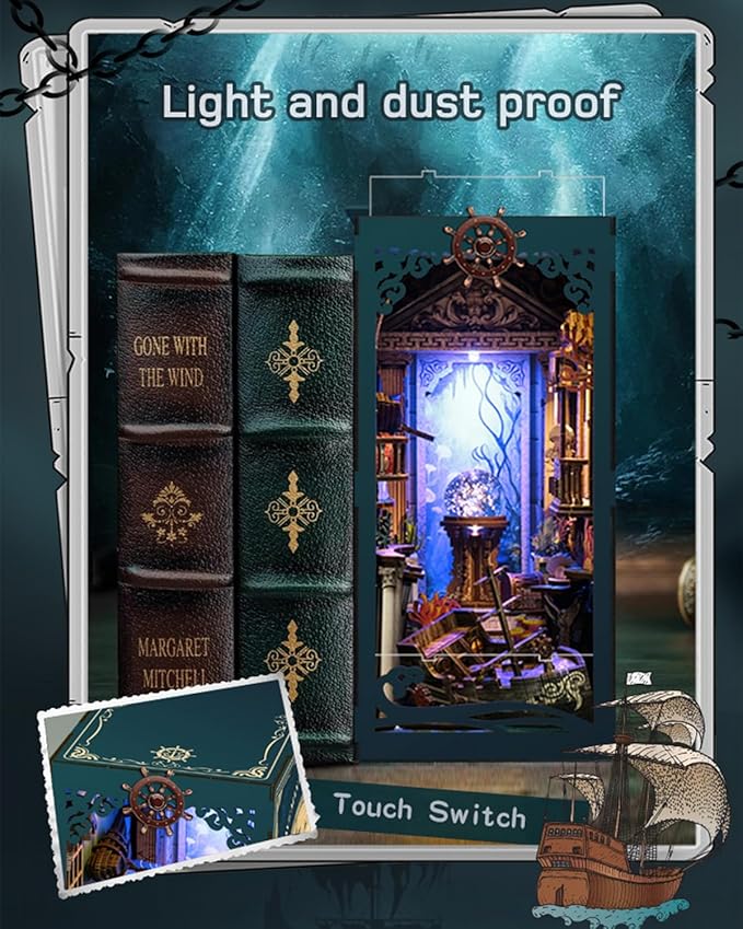 Book Nook Kit - DIY Miniature House Dollhouse 3D Puzzles for Adults and Teens - Gifts for Family and Friends Bookshelf Decor Tiny House Model Build with LED Light (BV02-010)