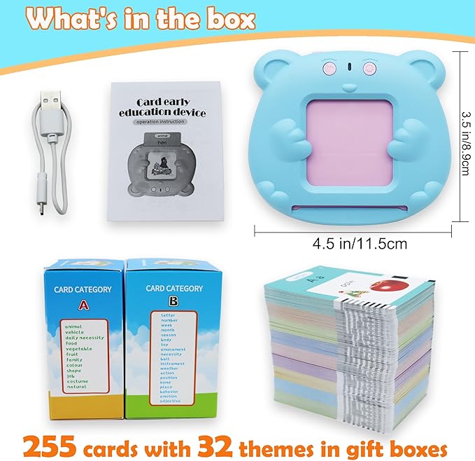 MAYAPHILOS English and French Talking Flash Cards with 510 Sight Words Learning Educational Toys to Learn French Pocket Speech Audible Flashcards for Toddlers