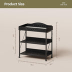 Baby Changing Table, Diaper Changing Station with Pad and Wheels, Two-Tier Open Storage Shelves, Waterproof Diaper pad & Safety Strap,Compact Baby Furniture for Nursery, Black