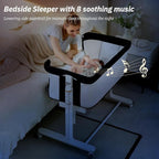 Electric Bassinet for Baby, 3 Speeds Automatic Rocking Bassinets with All mesh, 5 Height Adjustment Bedside Crib for Nweborn, 8 Music, Wheels, Black