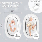 Premium Portable Baby Lounger Nest – Foldable Travel Bassinet for Newborn & Infant with Mesh Canopy, 2 Toys, Waterproof Mattress & Removable Cover – White