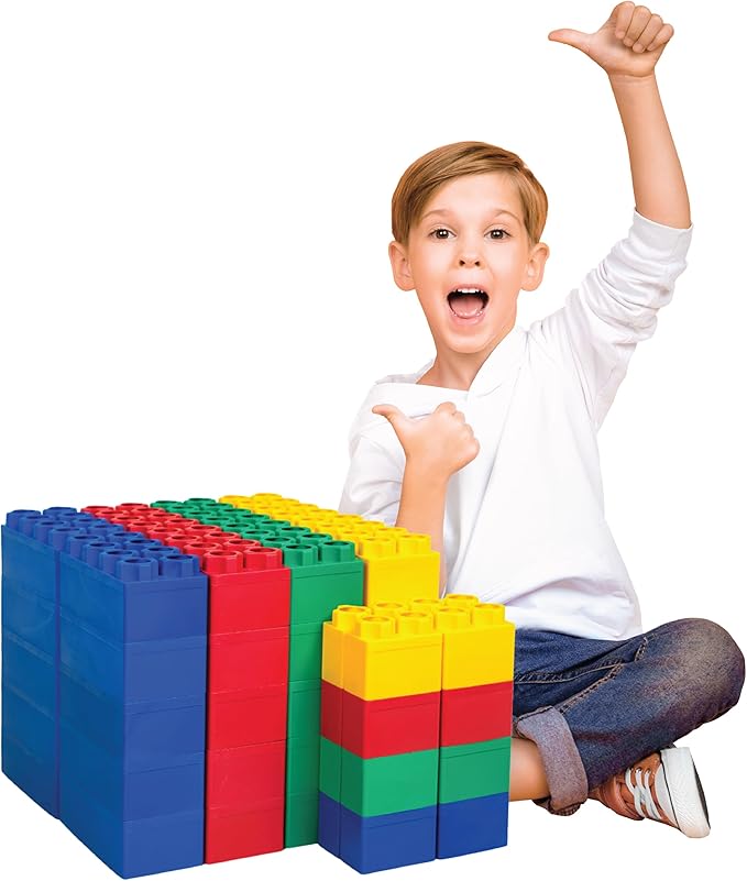 Big Blocks for Kids Ages 4-8 — Indoor & Outdoor Blocks for Kids Games — Large Building Blocks (48 pc) Learner Set