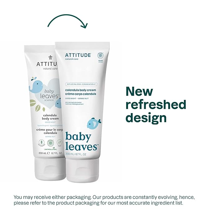 ATTITUDE Body Cream for Baby, EWG Verified, Made with Naturally Derived Ingredients, Vegan, Good Night, 6.7 Fl Oz (Pack of 6)