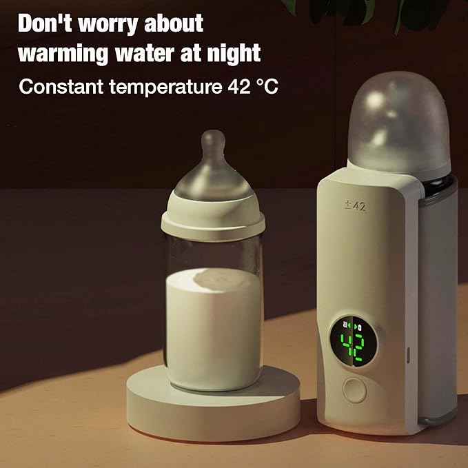 PandaEar Portable Baby Bottle Warmer, Fast Heating & Long-Lasting Temperature, Waterless Milk Warmer with Adjustable Temperature, USB Rechargeable Travel Bottle Heater for Breastmilk & Formula