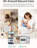 Dr.Care LumiView Smart WiFi Baby Monitor - 5" 1080P FHD & 2K Camera App Control, Privacy Mode, 5000mAh Removable Battery,Cry & Motion Alerts, HD Night Vision, RGB Night Light, Multi-User, 1279ft Range