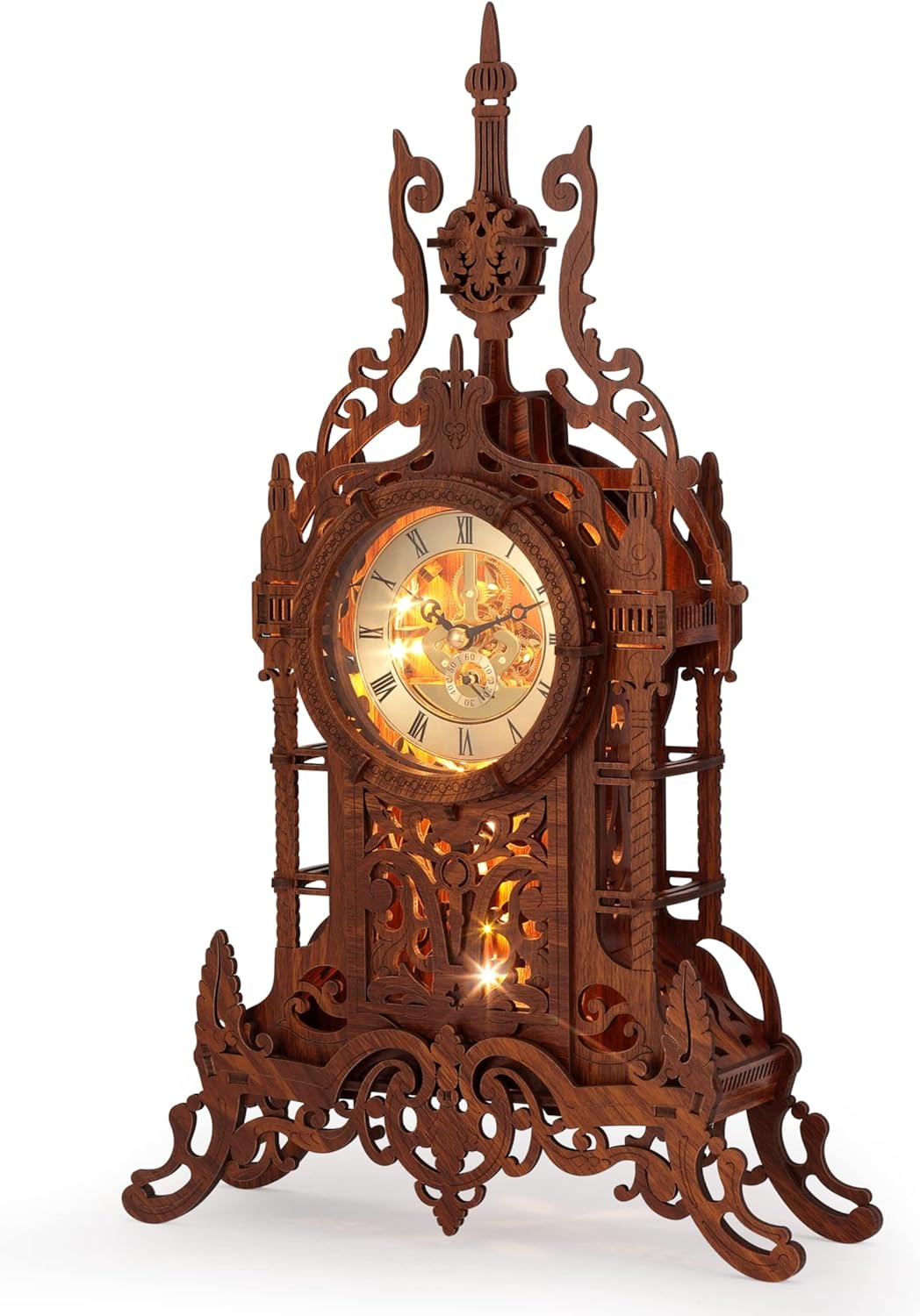 LED 3D Wood Puzzle Clock Tower, 3D Building Model, DIY 3D Clock Kit (LED-WTC02)