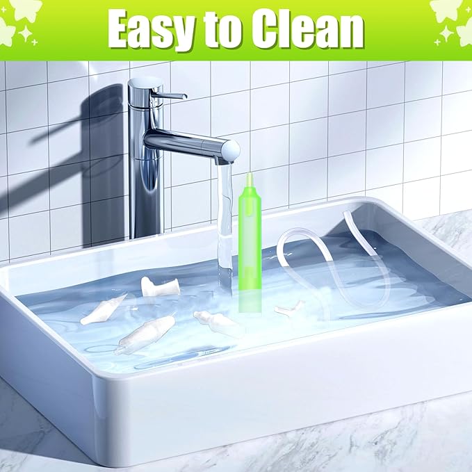 Baby Nasal Aspirator Nasal Congestion Relief with 25 Hygiene Filters 2 Silicone Tips with Nose Cleaning Tweezer, Green