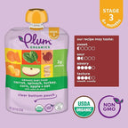 Plum Organics Stage 3 Organic Baby Food - Carrot, Spinach, Turkey, Corn, Apple, and Oat - 4 oz Pouch (Pack of 6) - Organic Baby Food Pouch