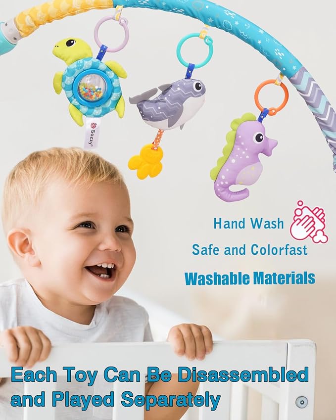 Pau1Hami1ton Car Seat Toys, Stroller Toys,Car Seat Toys for Babies 0-6 Months,3 Month Baby Toys Fit for Crib Bed,Stroller,Car Seat,Baby Gifts.S-19(Whale)