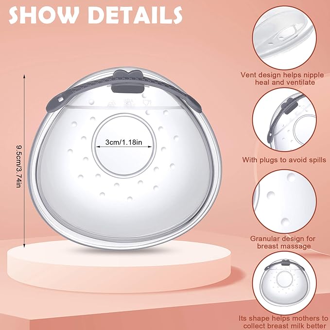 Lictin Breast Shell Breastmilk Collector for Breastfeeding-2 Pcs Silicone Breast Pad Nursing Cup Milk Saver for Nursing Moms Protect Sore Nipples Soft and Reusable with Box