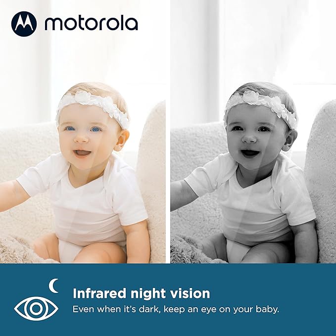 Motorola Nursery Baby Monitor Long Range with Camera and Audio, 4.3" Screen, 2-Way Audio VM34, No WiFi Needed, Manual Tilt/Pan, Digital Zoom, Lullabies, Temperature Sensor