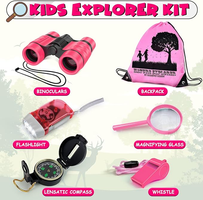 ESSENSON Kids Explorer Kit - Adventure Kit for Kids, Outdoor Explorer Kit with Binoculars, Summer Outdoor Toys for Kids Ages 4-8