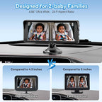 Dual Baby Car Camera for 2 Kids - 6.86 Inch IPS AHD 1080P Split Screen Monitor with 2 Backseat Cameras, Cigarette Lighter & USB Powered, IR Night Vision, 360° Rotatable, Rear-Facing Mirror