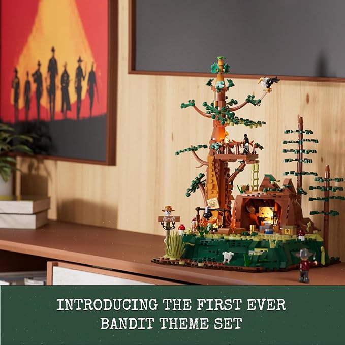 Western Sequoia Bandit Outpost Lighting Building-Bricks Set - Wild West Outlaw Hideout 1183 Pcs Collection Role Play Set for West Lovers