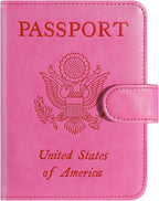 Passport Holder Cover Wallet RFID Blocking Leather Card Case Travel Accessories for Women Men (Pink)