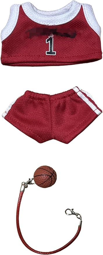 Sports-Themed Basketball Football 3-Piece Set,is Suitable for a 17cm Dolls, Dolls Clothing Accessories ( No Dolls ) (NO.1 -Red)