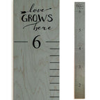 Wooden Growth Chart – Kids Height Chart, Wall Measurement for Kids, Height Chart for Wall, Growth Ruler for Children – “Love Grows Here” Gray (63" x 6.7")