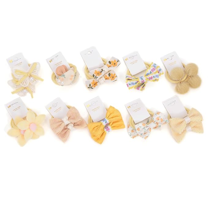 Boutique Baby Hair Accessories - 20 Pcs Hair Ties with Bows, 1.2 Inch Elastics Ponytail Holders, Pigtails Rubber Bands for Little Girls (Set-B)
