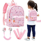 Accmor Toddler Backpack Leash with Anti Lost Wrist Link, Cute Mini Child Walking Harnesses Keep Kids Close Back Pack Rope Tether Rein for Baby Boys (Pink/Unicorn)