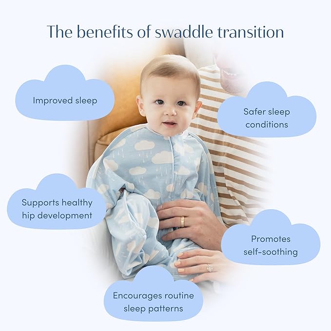 SleepingBaby Zipadee-Zip Transition Swaddle - Cozy Baby Swaddle Blanket with Zipper Convenience - Roomy Wearable Blanket for Easy Diaper Changes - Spring Showers, X-Small (3-6 Month)