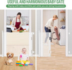 Retractable Baby Gate, Extra Wide Safety Kids or Pets Gate, 33” Tall, Extends to 71” Wide, Mesh Safety Dog Gate for Stairs, Indoor, Outdoor, Doorways, Hallways