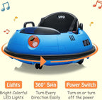 12V Electric Ride on Bumper Car for Toddlers, Kids Bumper Car with Remote Control, LED Lights & 360 Degree Spin, Indoor and Outdoor for 18+ Months Kids (Blue)