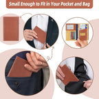 Real Leather Wallet Slim RFID Blocking Passport Holder Travel Document Organizer Blue (Brown)