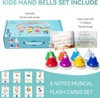 Desk Bells, Rainbow Diatonic Hand Bells for Kids with 17 Songbook & Musical Flash Cards, Toddler Preschool Musical Learning Toys, Boys & Girls Birthday Gift for 3-Year-Old and Over