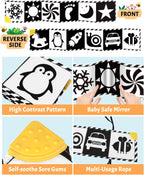 High Contrast Baby Toys, Black and White Newborn Toys for Brain Development, Soft Baby Books, Infant Sensory 0-6-12 Months, Tummy Time Toy, Visual Stimulation Montessori Gift