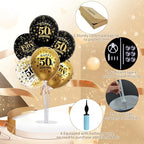 TONIFUL 4 Set Black Gold Balloon Stand Kit for Birthday Decorations for 50th,Balloon Centerpieces for Table Party Decorations Cheers to 50 Years Old Birthday for Men and Women